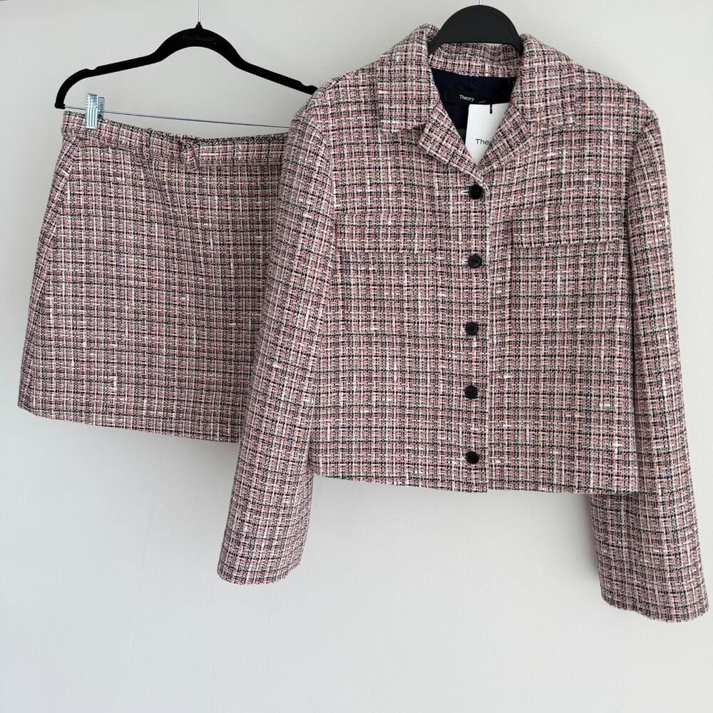 Theory Tweed Blazer Skirt Suit Set 10 & 12 Quiet Luxury Elegant Old Money Blair‎